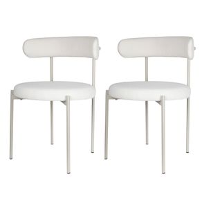 1 Kit 2 Cadeiras Serena Rivatti 54 cm -Largura- Estofado em Boucle Off White e Base em Aco Areia